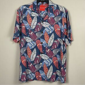 Tommy Bahama Silk Aloha Shirt Hawaiian Sz Lg Tropical Leaf Print